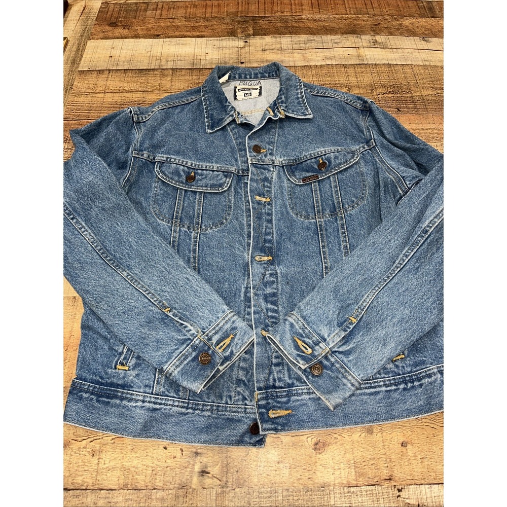 VTG Lee Riveted Denim Jean Trucker Jacket Mens Large USA Made (2868)
